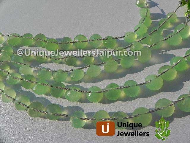 Apple Green Chalsydony Faceted Onion Beads